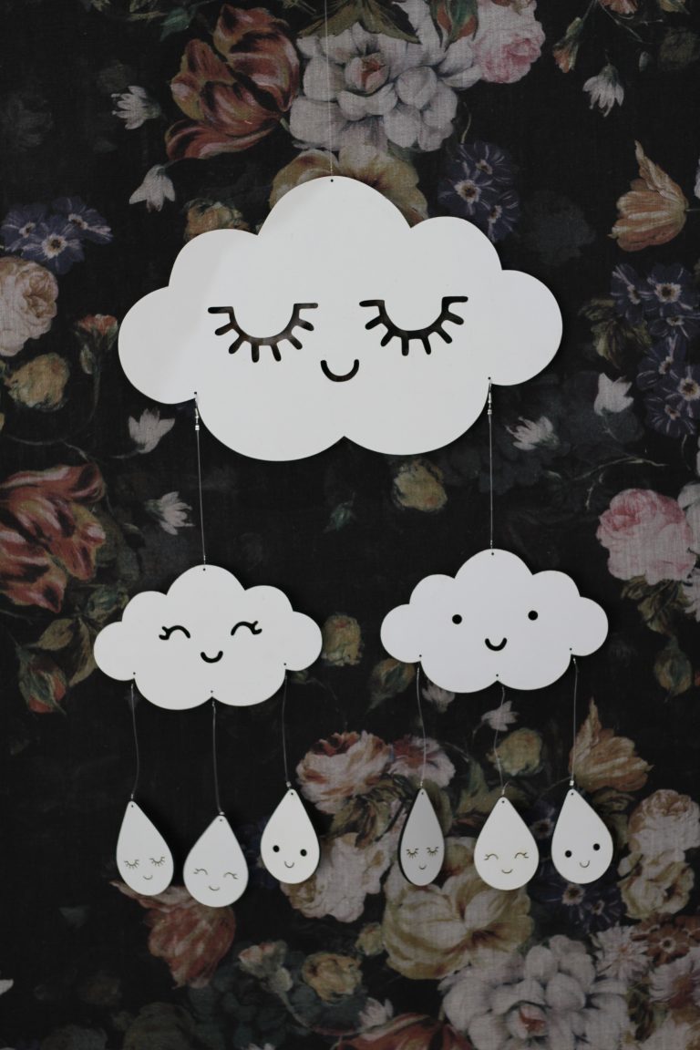 Wooden Cloud Mobile – Ash Grey