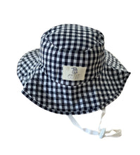 Load image into Gallery viewer, Sun Hat - Navy Gingham

